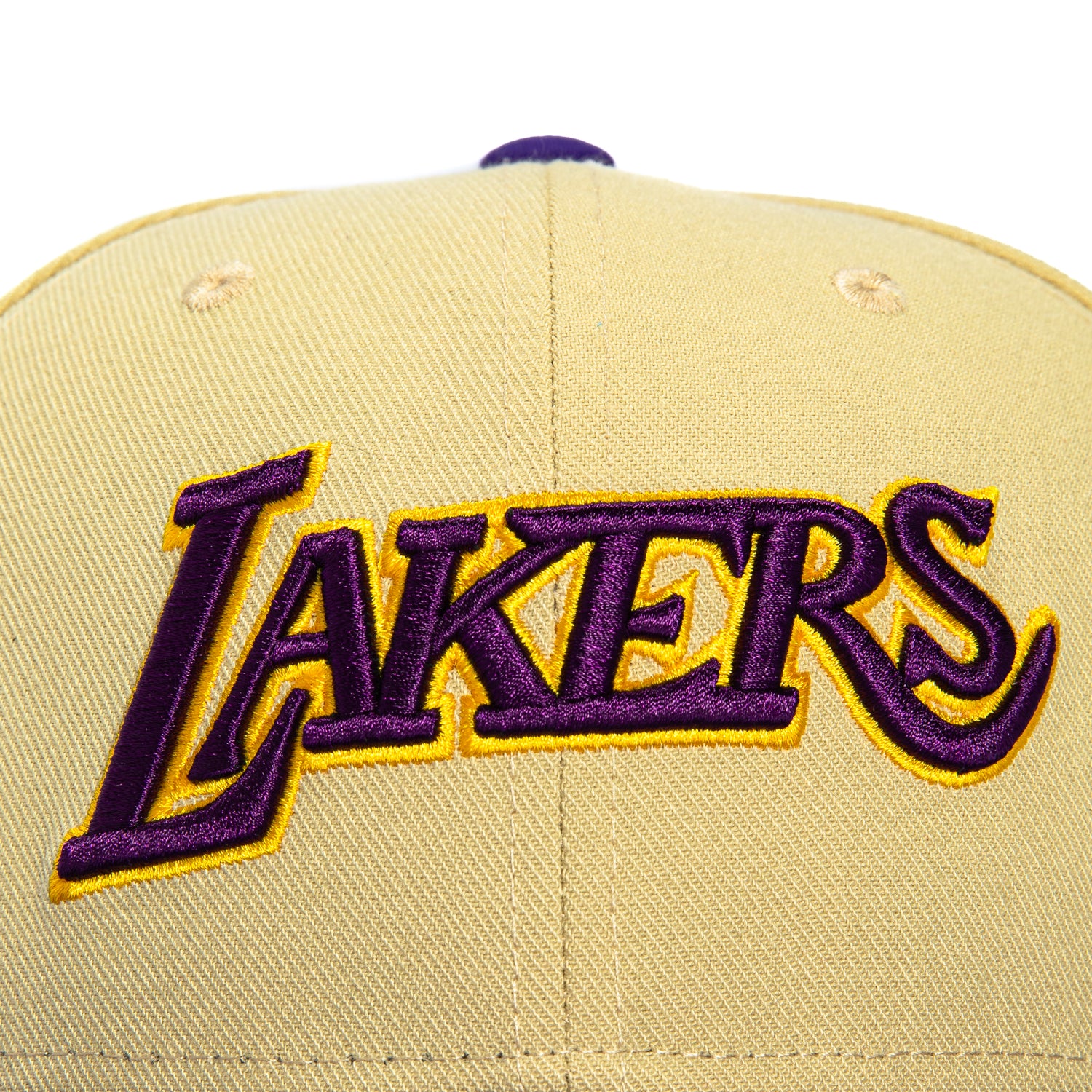 Mitchell & Ness Los Angeles Lakers 75th Anniversary Patch Hat - Tan & Purple NBA Basketball Cap for Men - Perfect for Games, Fan Events & Streetwear Fashion