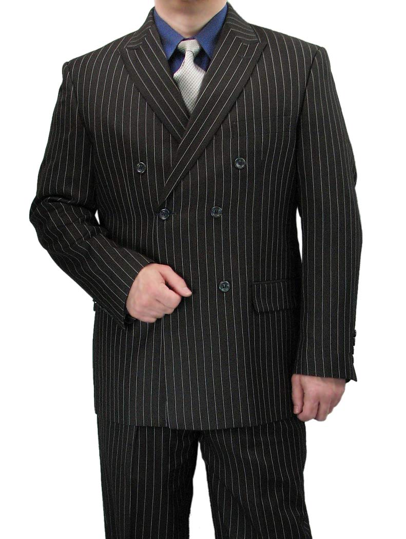 Premium 2-Piece Men's Double Breasted Pinstripe Suit Set with Matching Socks - Formal Business Attire for Weddings, Office & Special Occasions