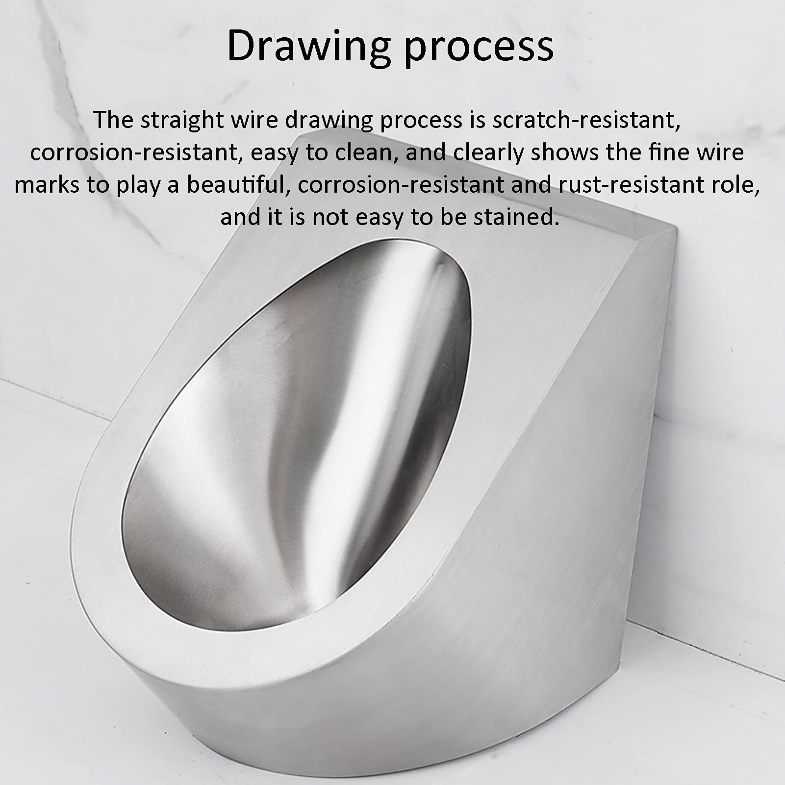 Wall Mounted 304 Stainless Steel Urinal with Induction Drainage - Commercial Washout Urinal for Public Toilets, Hotels & Homes - Durable Black Bathroom Accessory for High-Traffic Restrooms, Bars, and Office Buildings