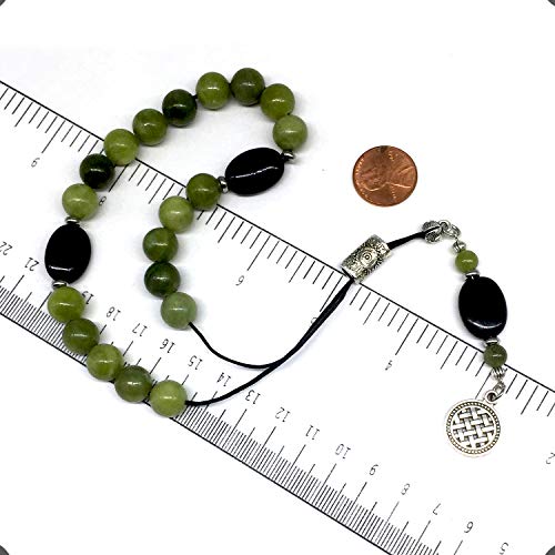 GREEN JADE STONE BEADS - 10 mm, 19 Beads-