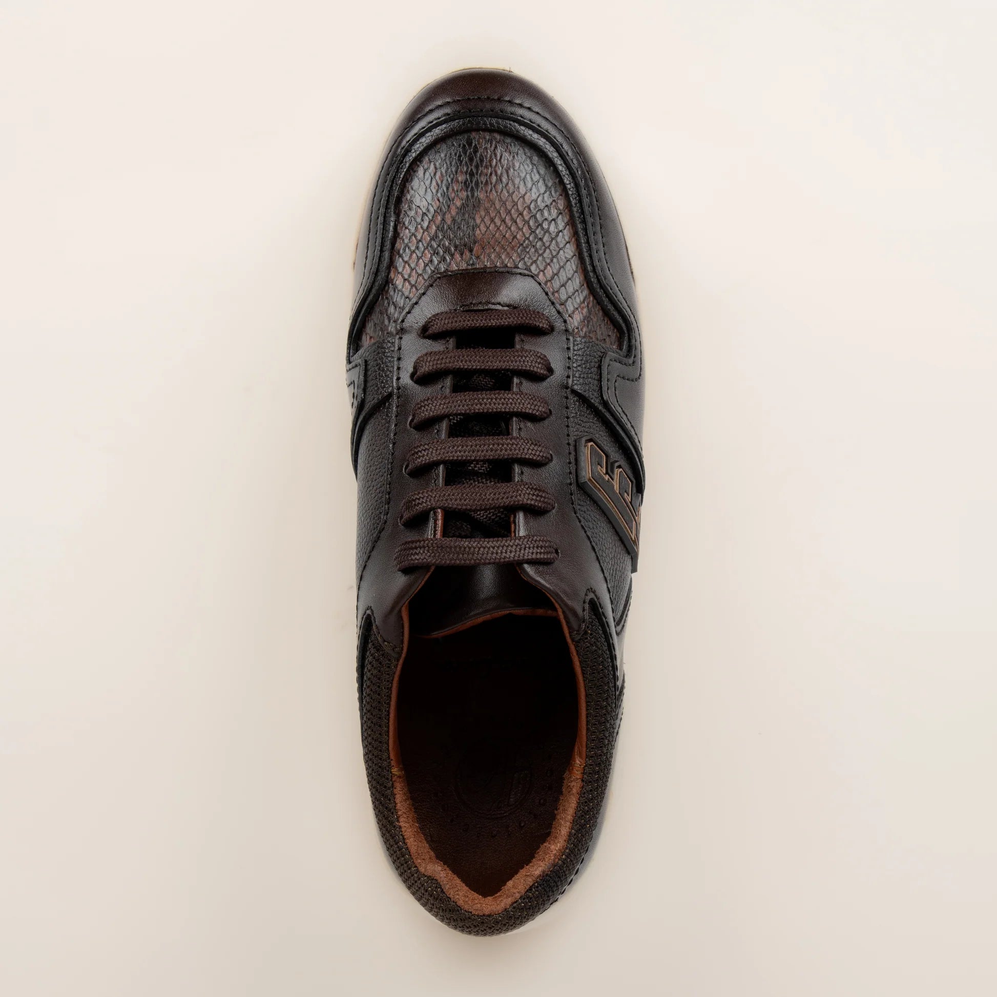 54QPBTS Men's Casual Fashion Python Skin Sneakers - Stylish Chocolate Brown Shoes for Everyday Wear, Walking & Outfits
