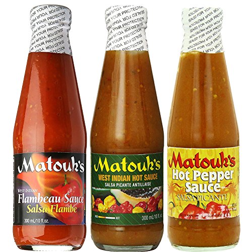 Matouk's Flambeau West Indian Hot Pepper Sauce - 10oz Variety Pack of 3 | Authentic Caribbean Spicy Sauce for Cooking, Grilling & Marinades