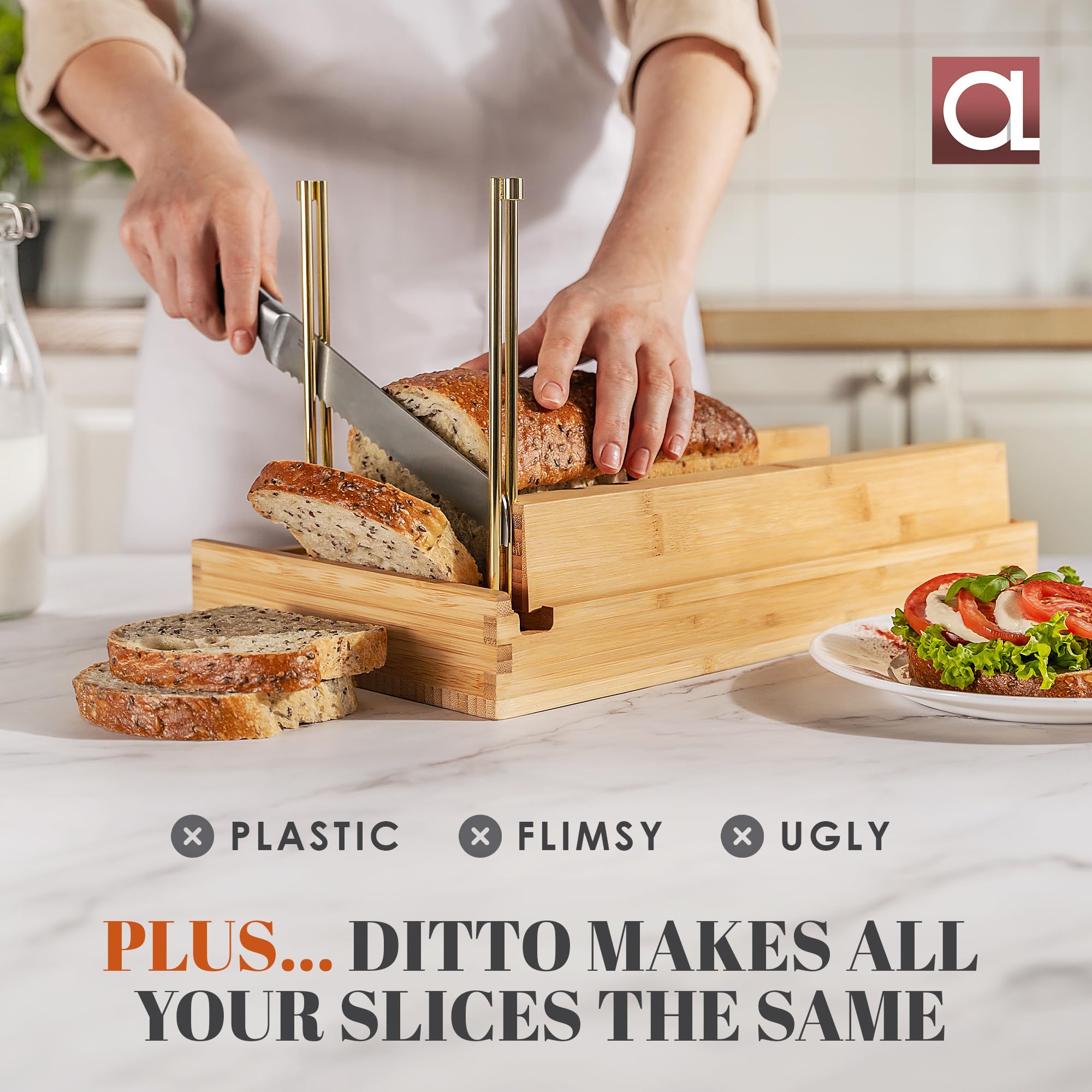 DITTO Bamboo Bread Slicer - 6.5