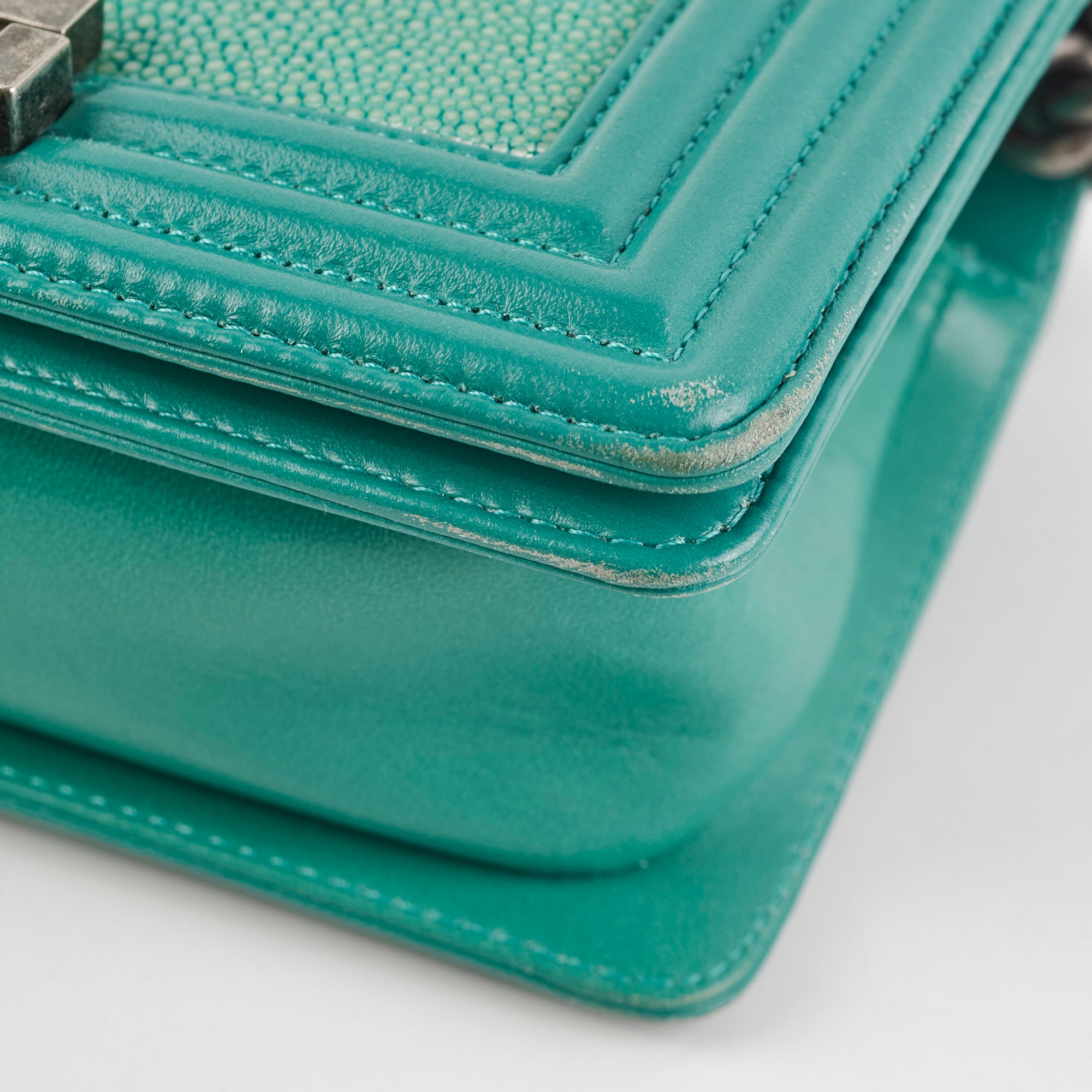 Chanel Small Turquoise Stingray Boy Bag - Luxury Crossbody Handbag for Women | Perfect for Evening Parties, Date Nights & Special Occasions