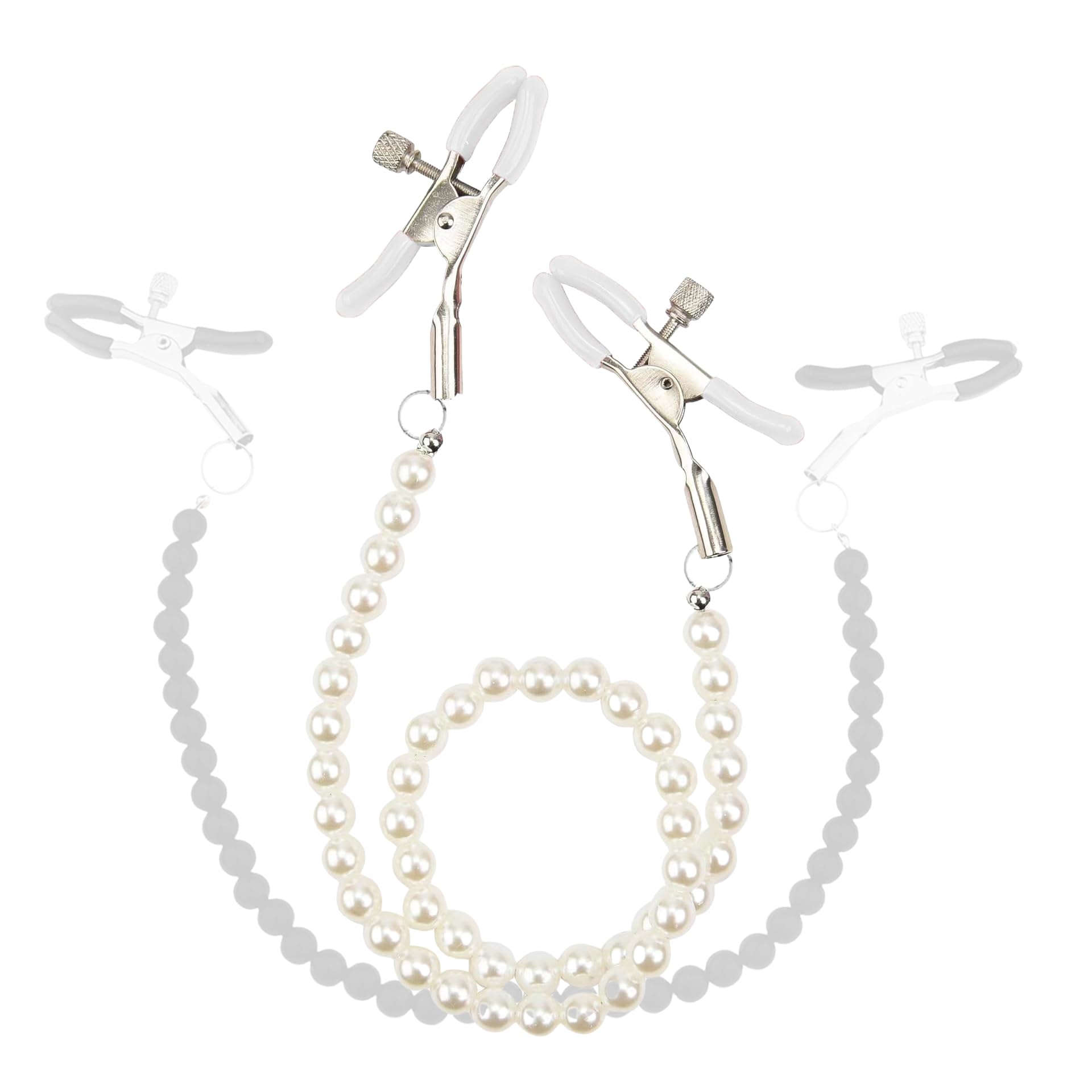 2pcs Adjustable Pressure Pearl Body Chains Necklace - 316L Stainless Steel Non-Piercing Body Clips for Women & Men | Perfect for Music Festivals, Beach Parties, and Boho Fashion Accessories