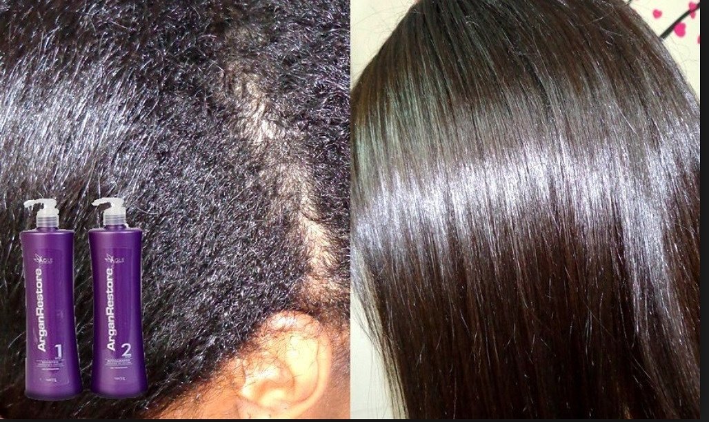 Argan Oil Keratin Hair Straightening Treatment - Brazilian Hair Repair System with Progressive Brush (2 L) - Formaldehyde Free for Smooth, Silky & Frizz-Free Hair at Home or Salon