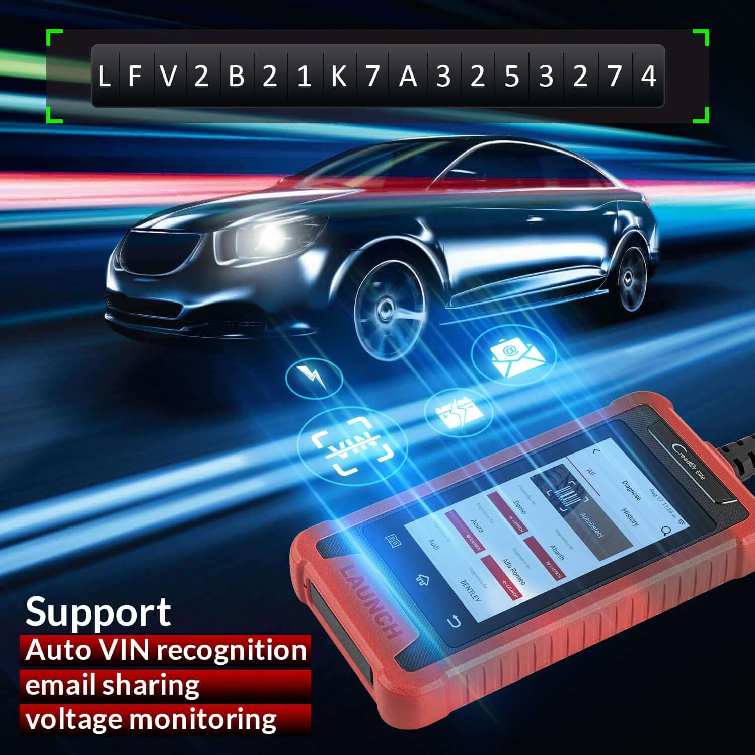 LAUNCH® Creader Elite 200/202/205 ABS & SRS OBD2 Scanner - Professional Automotive Diagnostic Tool for Car, Truck & SUV - Read & Clear Fault Codes, Check Engine Light, Airbag & Brake System - Perfect for Mechanics & DIY Car Repair