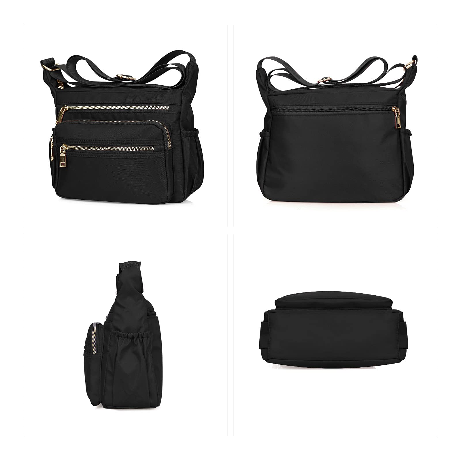 Waterproof Nylon Crossbody Bag for Women - Lightweight Shoulder Bag with Multiple Pockets, Casual Messenger Purse for Travel, Work & Everyday Use