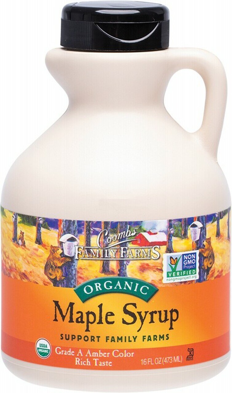 Pure Organic Maple Syrup by Coombs Family Farms - Grade A, All-Natural Sweetener for Pancakes, Waffles, Coffee & Baking - 32oz Glass Bottle