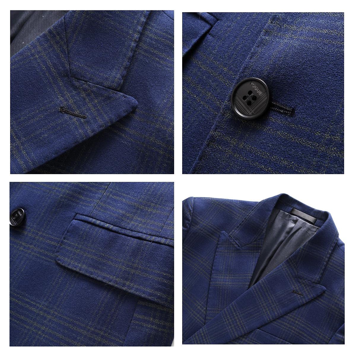 Men's Slim Fit Double Breasted 3-Piece Plaid Suit Set - Formal Jacket, Vest & Pants for Business, Weddings & Special Occasions