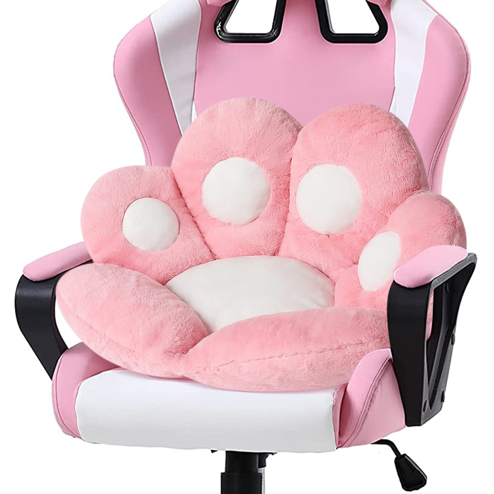 Kawaii Cat Paw Cushion - Ultra Soft 27.5x23.6 Inch Chair Seat Pad for Office, Gaming & Floor - Pink Comfy Pillow for Sofa, Bedroom Decor & Anime Lovers