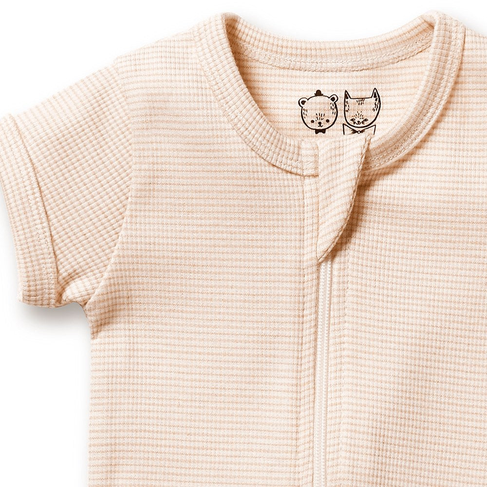 Organic Stripe Rib Zipsuit for Baby - Soft Cotton One-Piece Romper with Snap Closure | Perfect for Newborns, Infants & Toddlers | Ideal for Playtime, Sleepwear & Everyday Outfits