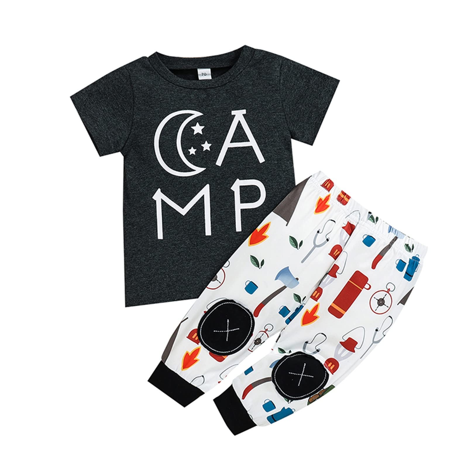 Newborn Baby Boys & Girls Short Sleeve T-Shirt Set - Cute Cartoon Letter Print Summer Outfits for Infants | Perfect for Playdates, Photo Shoots & Everyday Wear