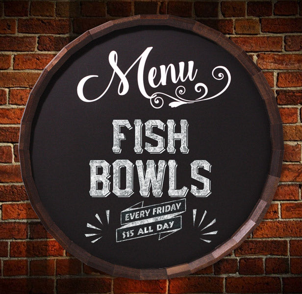 Vintage Wooden Chalkboard Barrel Top Tavern Signs - Customizable Bar Menu Board for Pubs, Restaurants & Home Bars - Perfect for Beer Specials, Daily Menus & Event Signage (Multiple Styles Available)