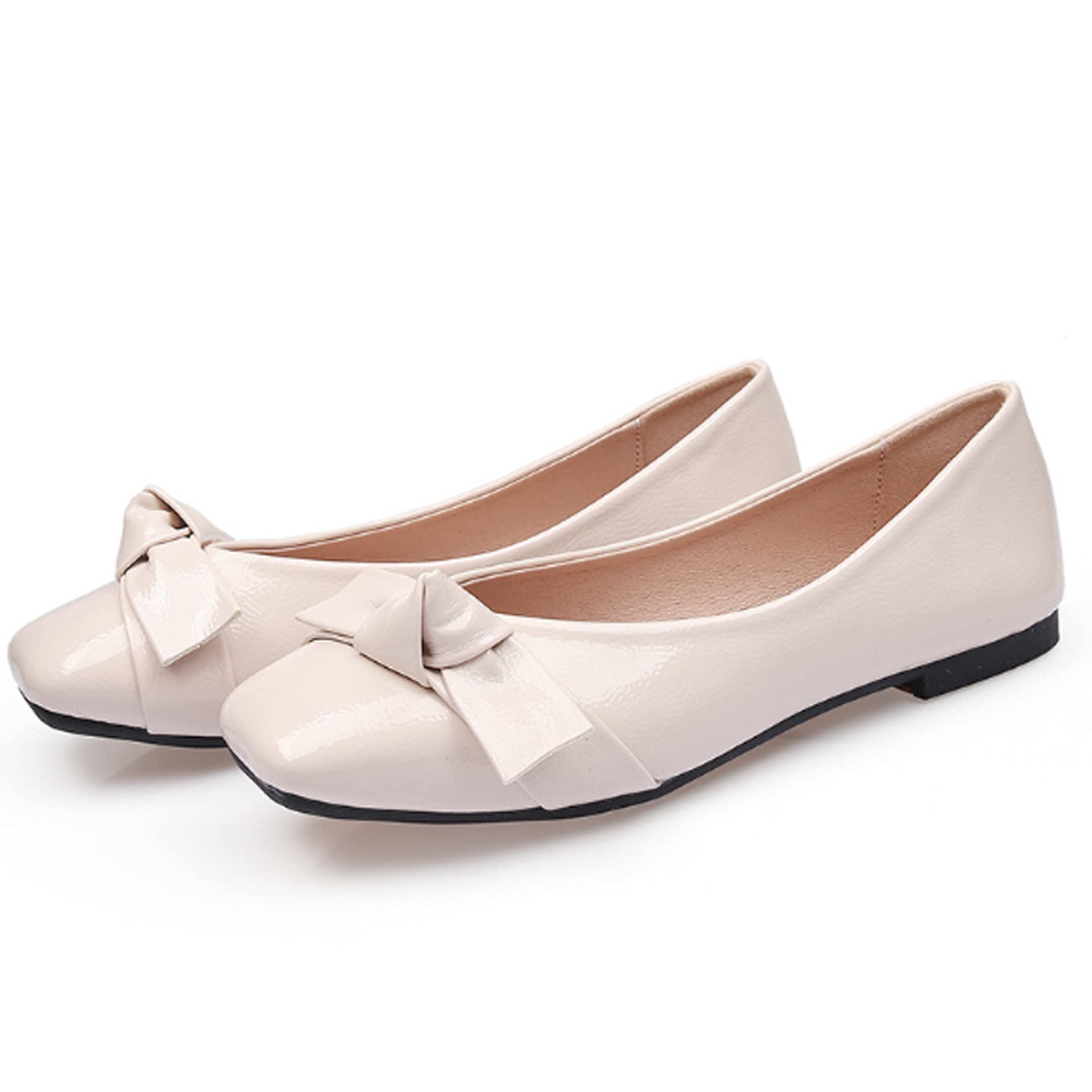 Elegant Women's Bow Knot Ballet Flats - Square Toe Slip-On Flat Shoes for Casual, Party & Wedding Occasions | Perfect for Office, Date Night and Special Events
