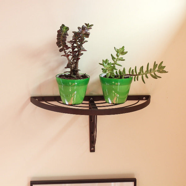 Vita Half Round Wall Shelf - Rustic Floating Shelf for Bathroom, Kitchen & Living Room Decor - Perfect for Displaying Plants, Books & Home Accessories