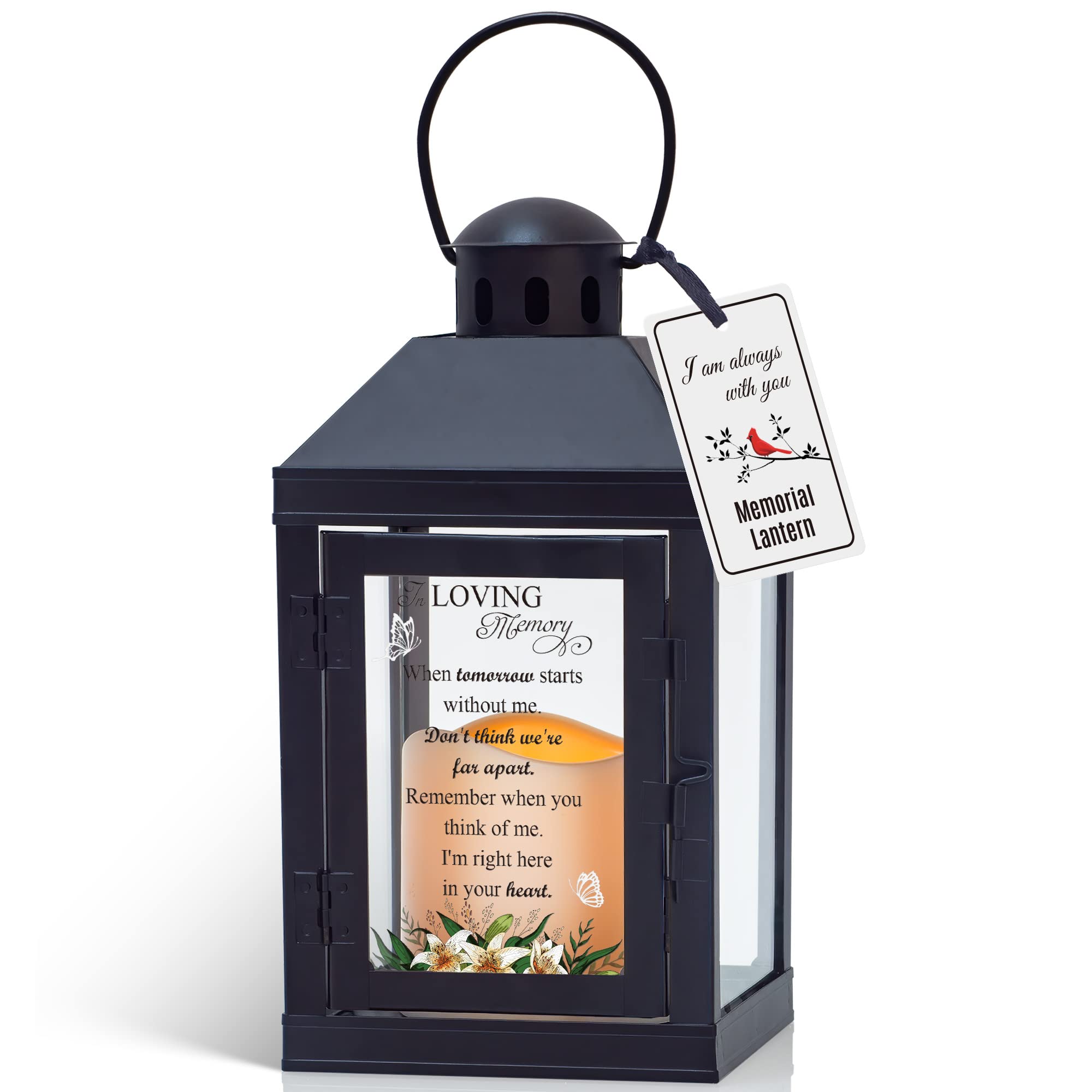Memorial Lantern - Sympathy Gifts for Loss of Loved Ones, Bereavement & Memorial Gifts, Funeral Decorations, Candle Holder for Graveside, Home Memorial Service, Healing Comfort Gift