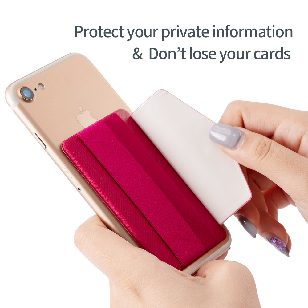 Sinjimoru Adhesive Phone Grip with Card Holder & Finger Strap - Multi-Functional B-Flap Pouch for iPhone, Samsung | Perfect for Wallet-Free Shopping, Commuting & Hands-Free Selfies