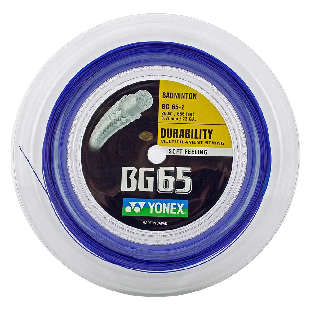YONEX BG 65 Badminton String [200m Reel] - High Performance Badminton Racket String for Professional & Recreational Players - Perfect for Tournaments & Training Sessions
