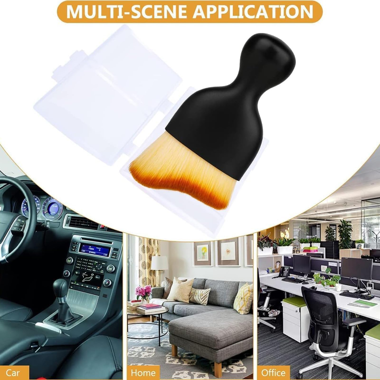 Woobrooch Car Interior Dust Sweeping Soft Brush with Case - Premium Car Cleaning Brush for Dashboard, Leather & Exterior (1pc) - Perfect for Auto Detailing, Home & Office Cleaning
