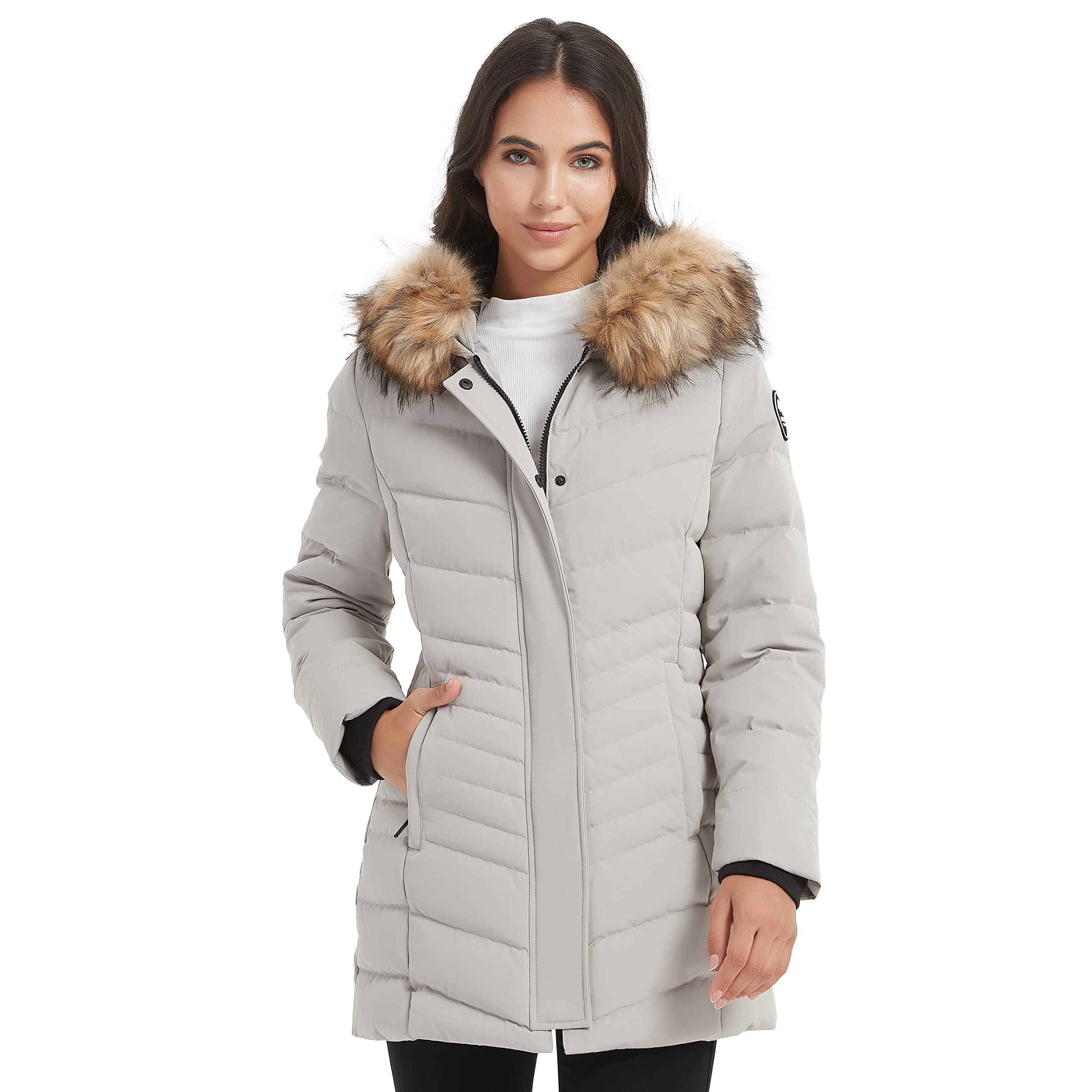 Women's Warm Duck Down Long Parka Winter Jacket with Detachable Fur Hood - Waterproof Puffer Coat for Extreme Cold Weather | Perfect for Snowboarding, Skiing & Winter Commutes