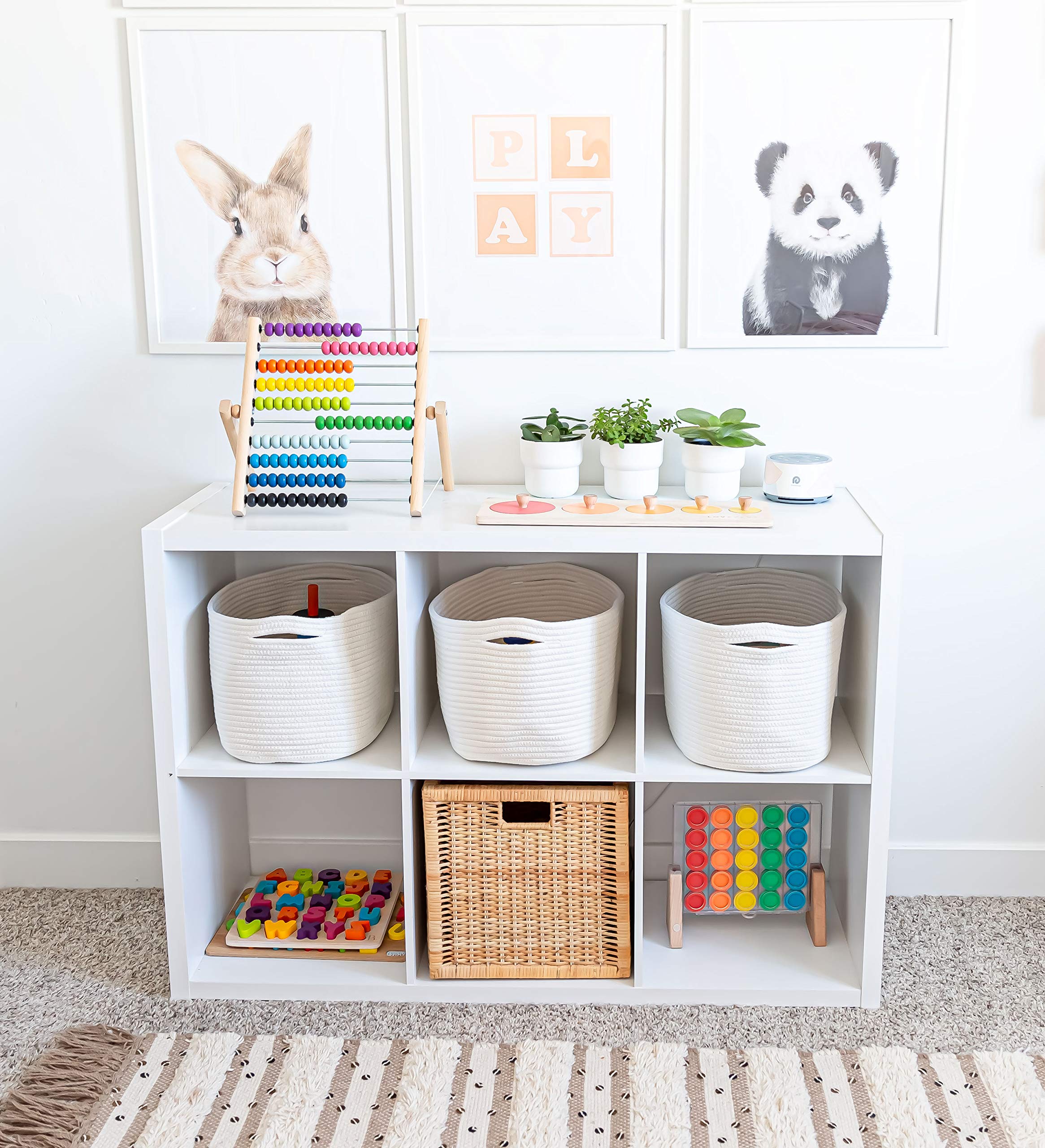 OrganiHaus 3-Piece Storage Basket Set for Closet Organization & Large Toy Storage Basket - White | Perfect for Bedroom, Nursery & Playroom Organization