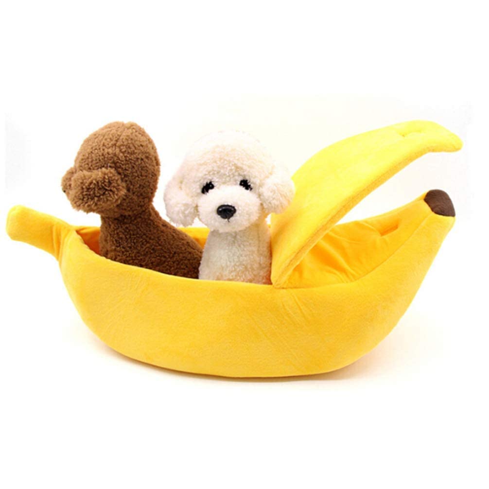 Portable Banana-Shaped Dog Bed - Soft, Warm & Cute Pet Cushion for Puppies & Small Dogs - Perfect for Home, Travel & Indoor Sleeping