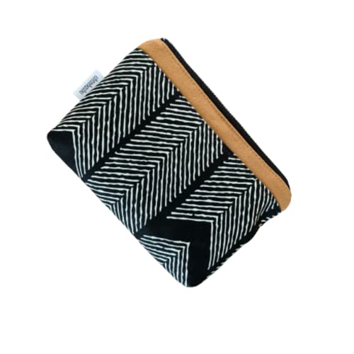 Feather Print Small Cosmetic Bag for Purse | Monochrome Zipper Pouch | Black & White Arrow Design Makeup Organizer | Perfect for Travel, Gym & Everyday Essentials