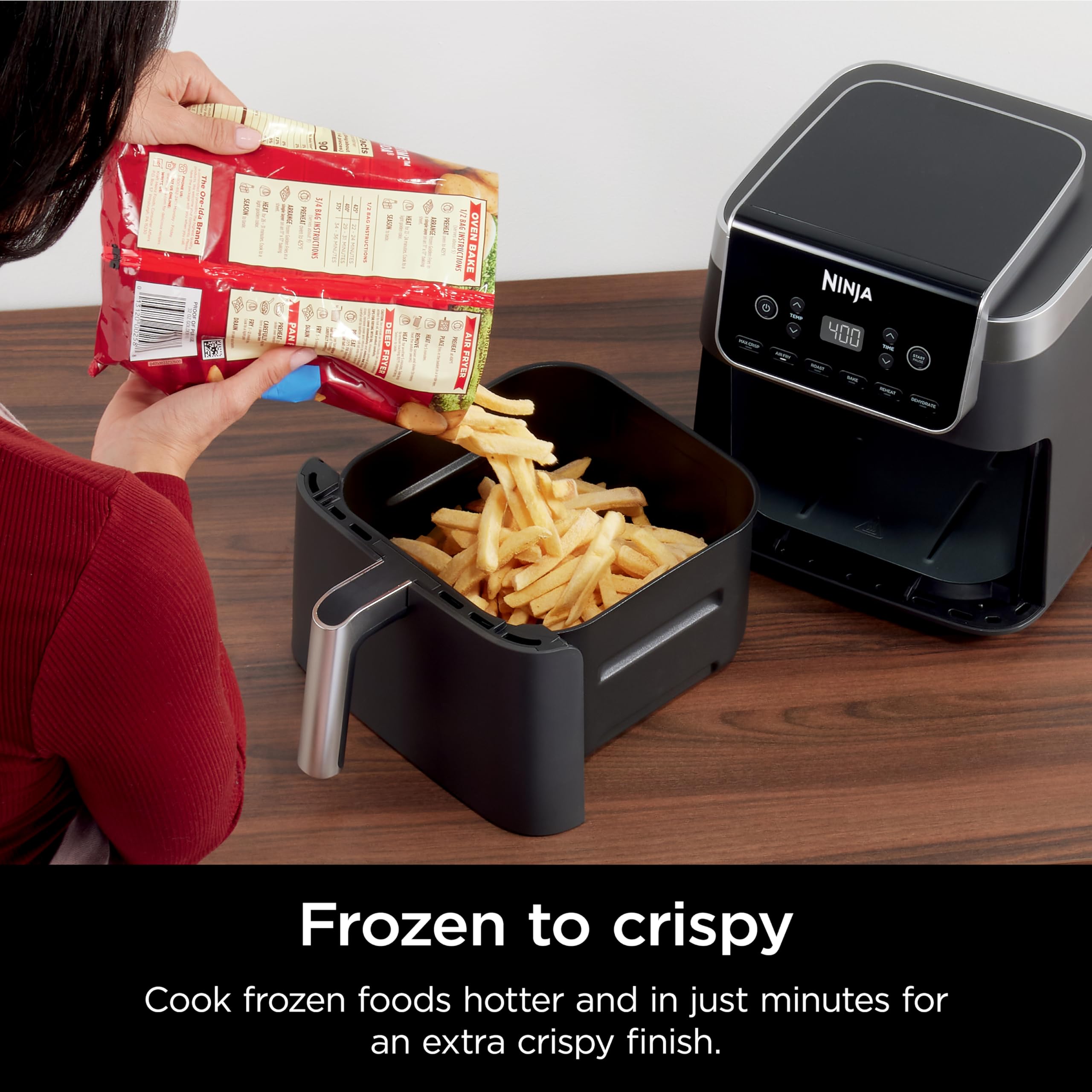 Ninja Air Fryer Pro XL 6.5 QT 6-in-1 Multi-Cooker with Max Crisp Technology - Air Fry, Roast, Bake, Reheat & Dehydrate up to 450°F - Large Capacity Countertop Oven for Healthy Cooking - Perfect for Family Meals, Snacks & Meal Prep (Grey, AF181C Canadian Version)