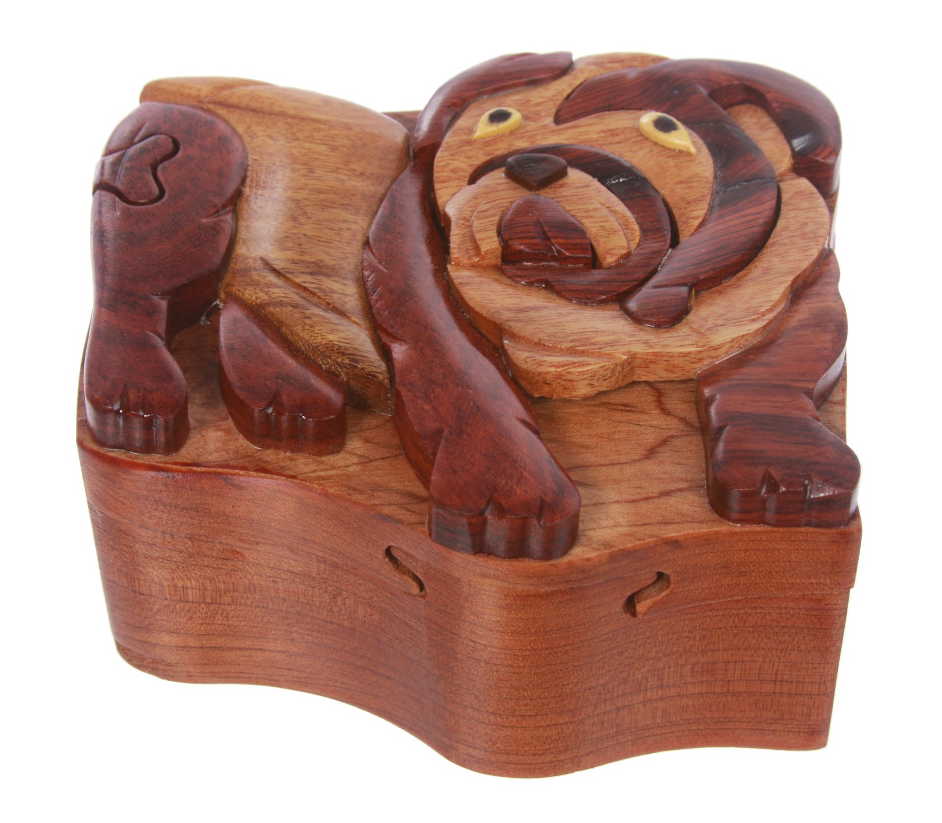Handmade Wooden Bulldog-Shaped Secret Jewelry Puzzle Box - Unique Gift for Jewelry Lovers, Home Decor & Collectors - Perfect for Safekeeping Rings, Necklaces & Small Valuables