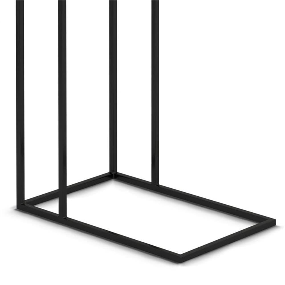 Allora Small C-Shaped End Table - Industrial Narrow Side Table for Small Spaces, Rustic Brown Solid Wood & Metal Sofa Table - Perfect for Living Room, Office Corner, and Bedroom Use