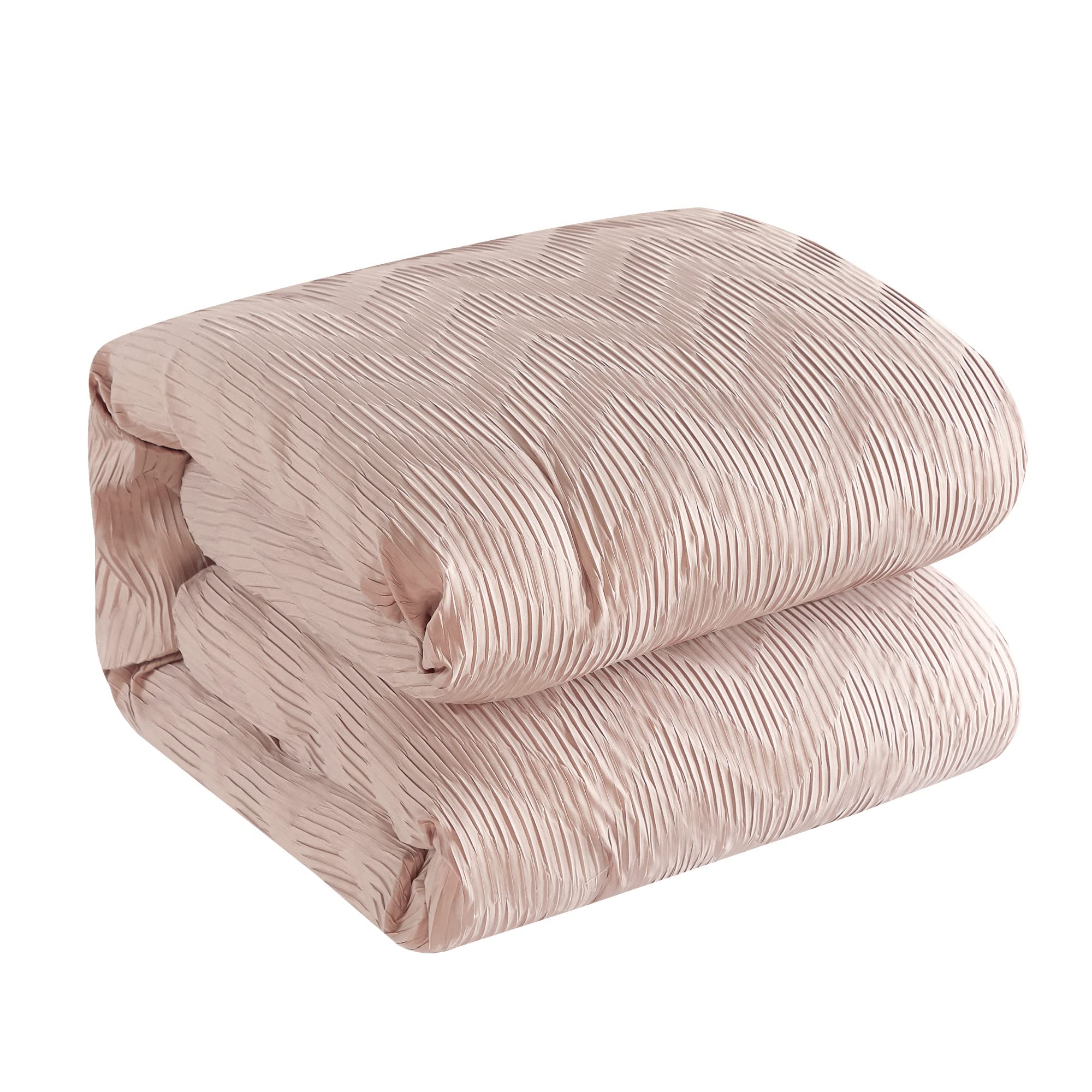 Chic Home Meredith Comforter Set - Plush Ribbed Chevron Design Bedding with Decorative Pillows & Shams Included, Queen Size, Rose Pink - Perfect for Master Bedroom, Guest Room & Cozy Home Decor