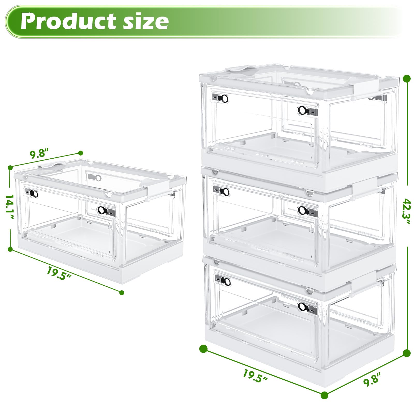 Clear Stackable Storage Bins with Lids & Wheels - 144QT for Home & Dorm Organization