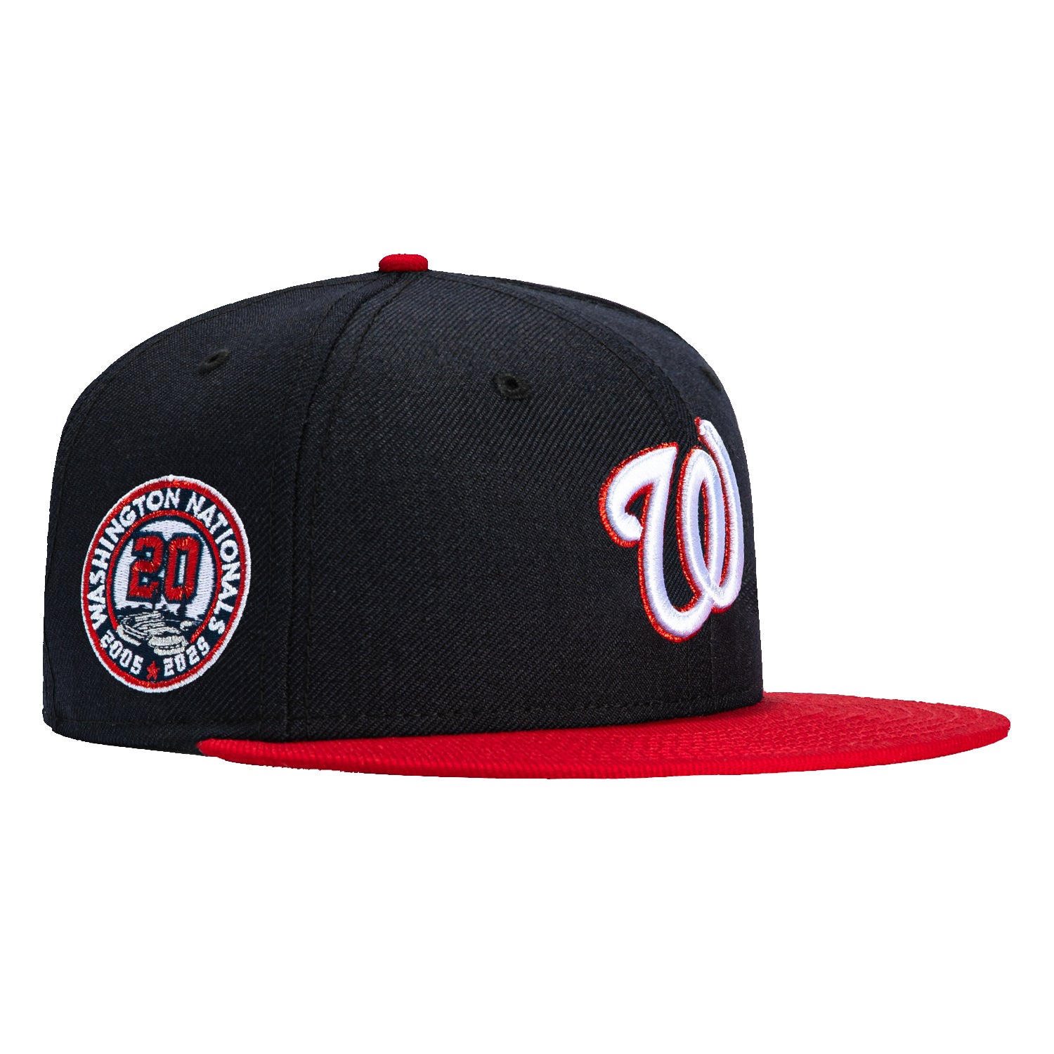New Era 59Fifty Washington Nationals 20th Anniversary Patch Snapback Hat - Navy & Red Baseball Cap for Men & Women - Perfect for Games, Fan Gear & Streetwear Fashion