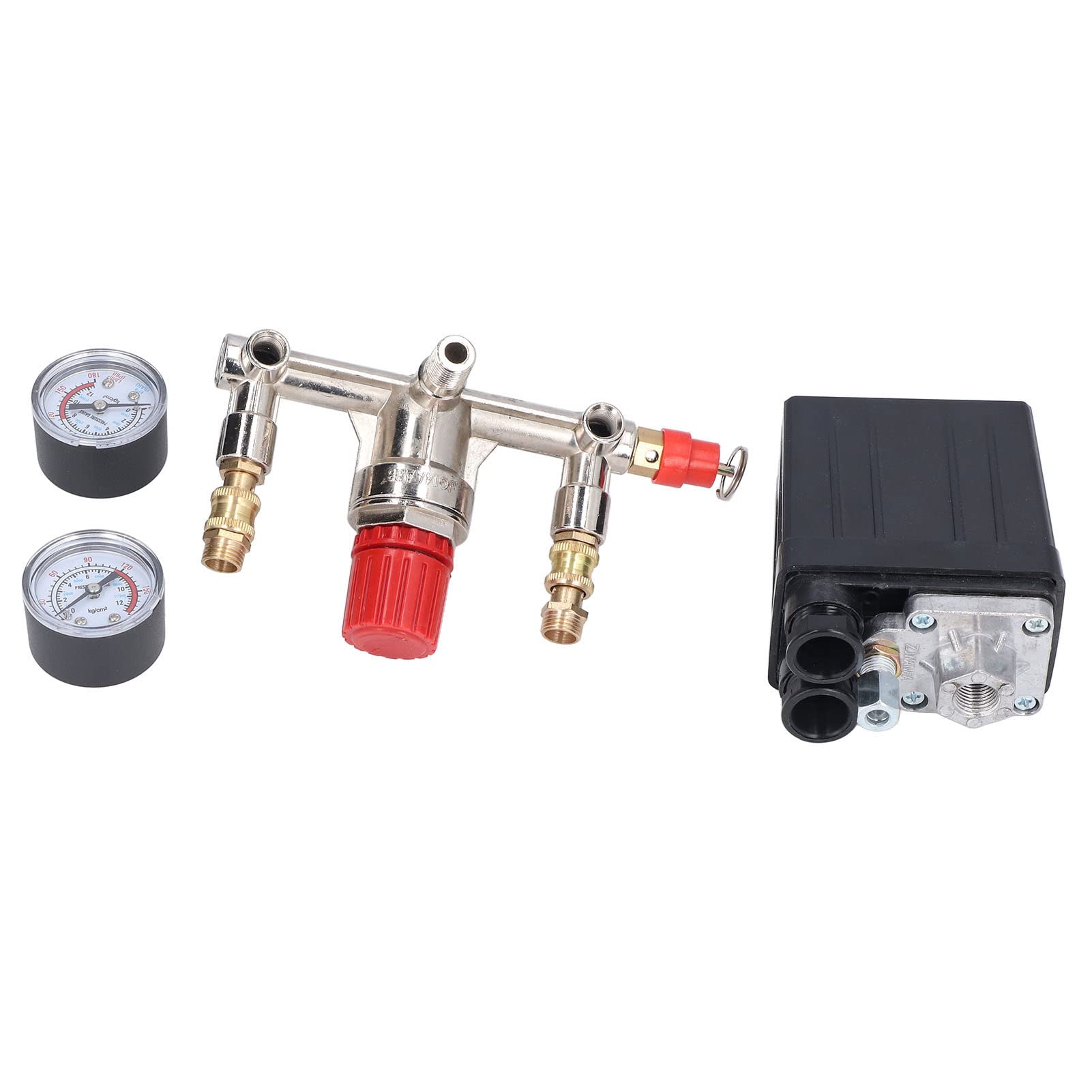 Air Compressor Pressure Valve Kit - Heavy Duty Automatic Load/Unload Switch with Clear Gauge & Manifold Regulation for Air Pumps | Ideal for Industrial, Automotive & Home Workshop Use