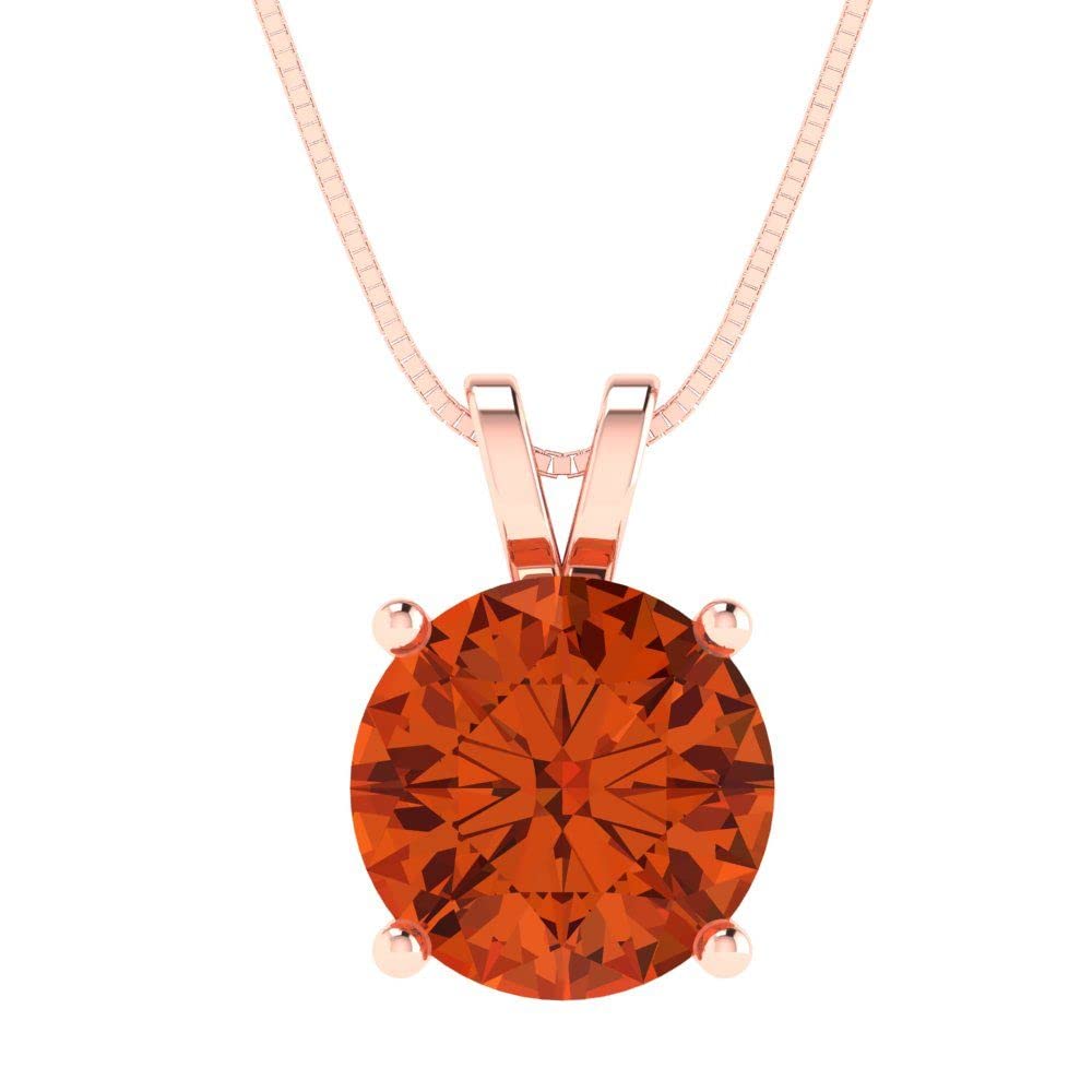 3.0ct Round Cut Fancy Red Simulated Diamond Solitaire Pendant with 16