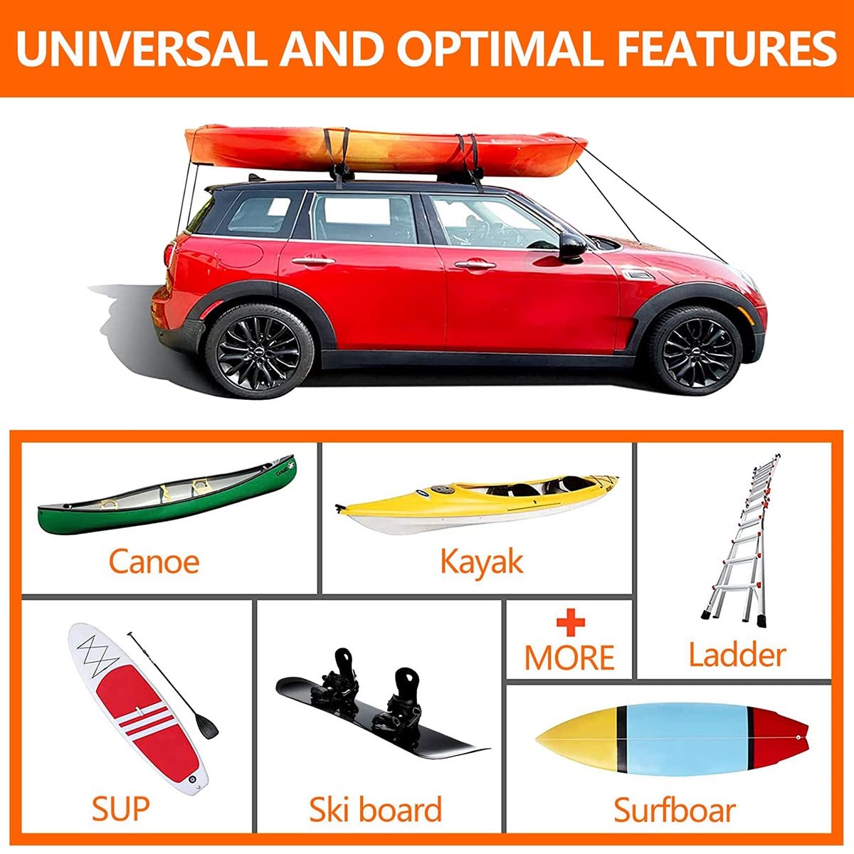 LOZJOKAD Soft Roof Rack Pads for Kayak, Surfboard & SUP - Universal Car Luggage Carrier Accessories | Perfect for Outdoor Adventures, Camping & Water Sports