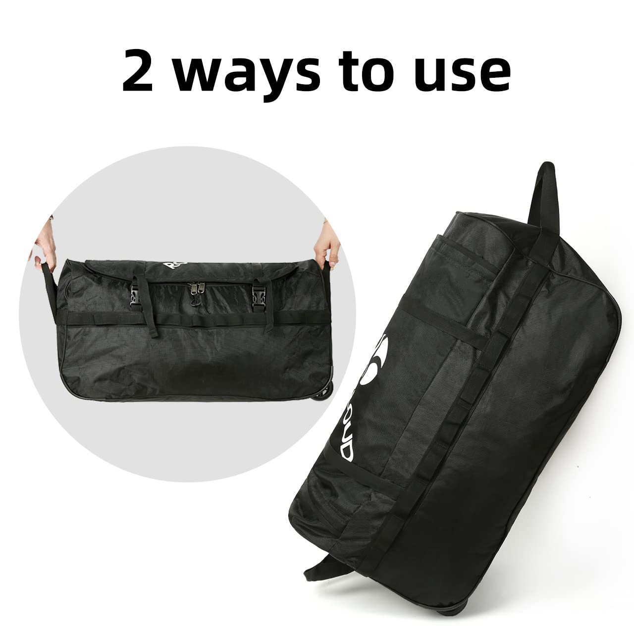 Foldable Rolling Duffel Bag with Wheels 85L - 26 Inch Packable Travel Duffle for Camping, Sports & Gym - Lightweight Luggage for Airplane, Train & Weekend Getaways (Grey)