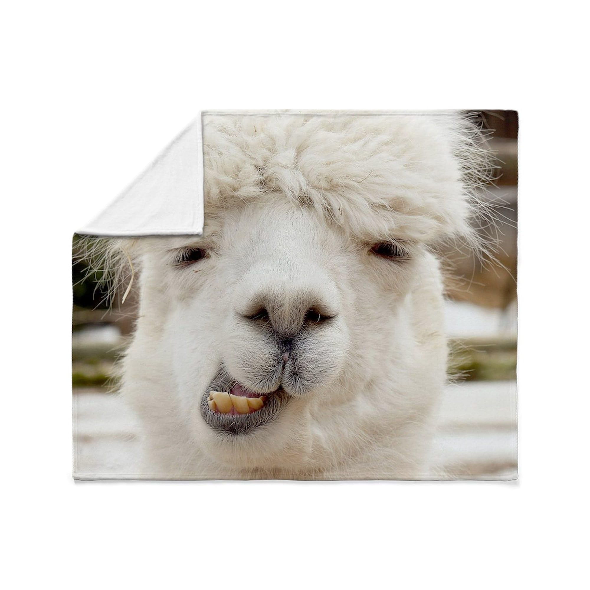Funny Alpaca Smile Fleece Throw Blanket - Super Soft Plush Blanket 60