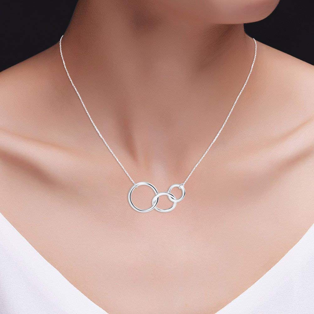 10K Gold Infinity Circle Pendant Necklace for Women - Interlocking Triple Loop Design, Elegant Layered Jewelry Gift for Anniversary, Valentine's Day & Special Occasions