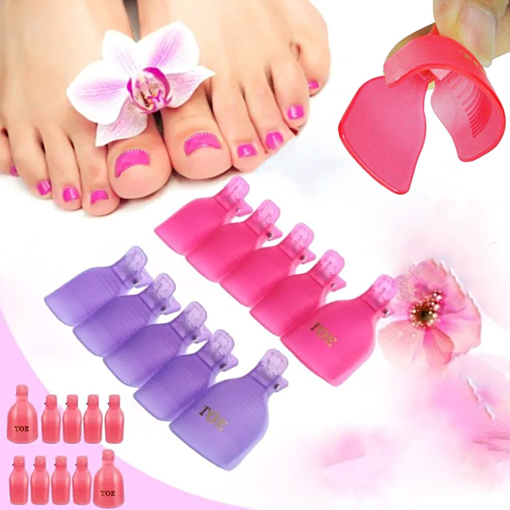 Toe Soak Off Cap Clips - 5pcs Pack for Gel Polish Removal - Perfect for At-Home Manicure & Pedicure Care