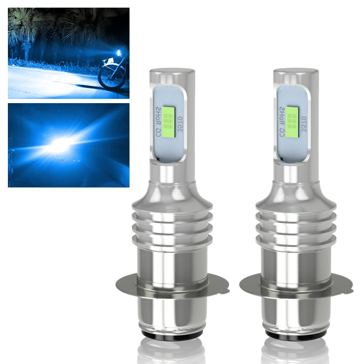 Yamaha Kodiak 400 450 Rhino 660 700 LED Headlight Bulbs - P15D H6M High Low Beam Replacement Kit, 1500LM 8000K Ice Blue, Plug and Play (Pack of 2) - Perfect for Off-Road Adventures and Night Riding