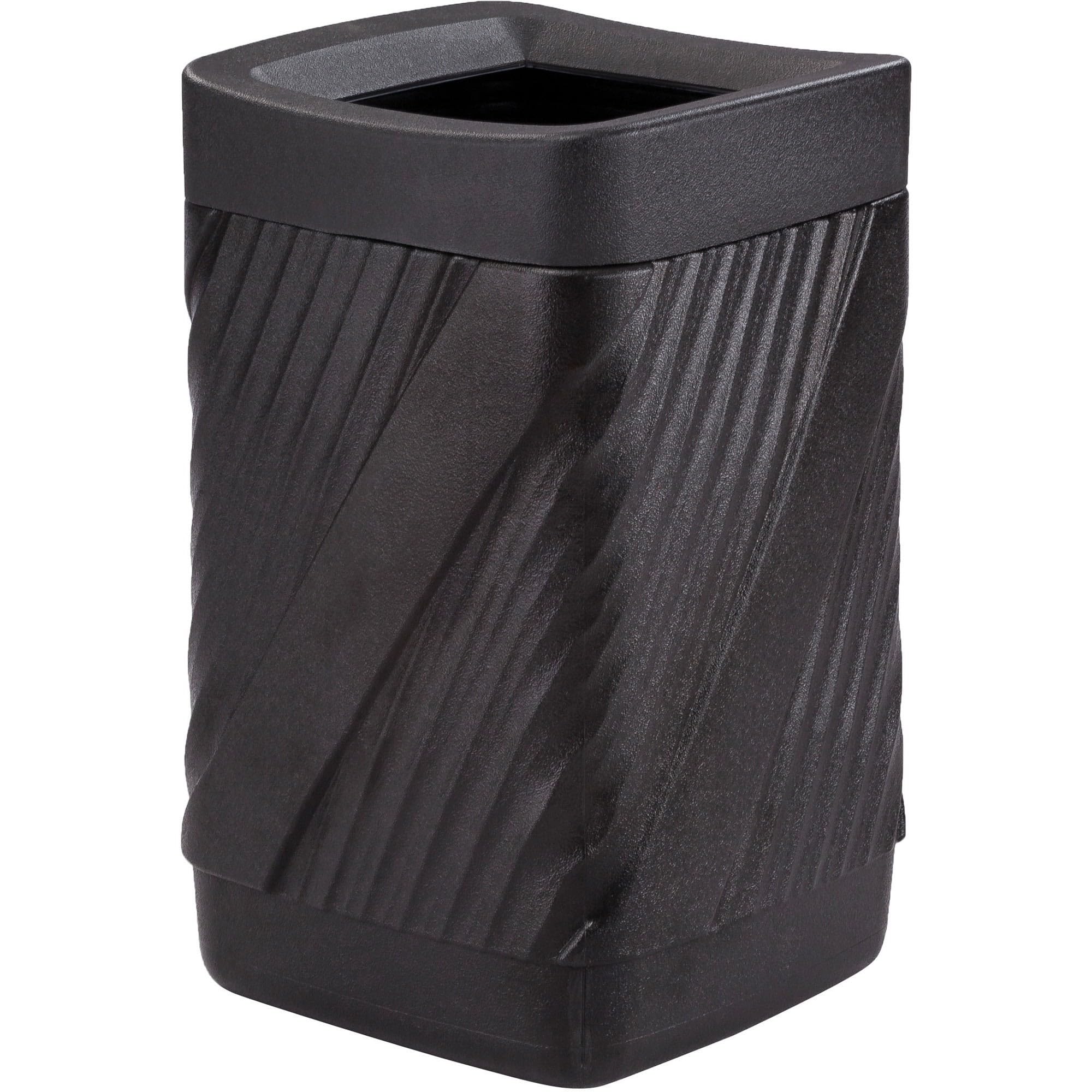 Safco 9372BL 32-Gallon Touch-Free Plastic Trash Can for Indoor & Outdoor Use - Weather-Resistant, Open Top Design, Black (18.875