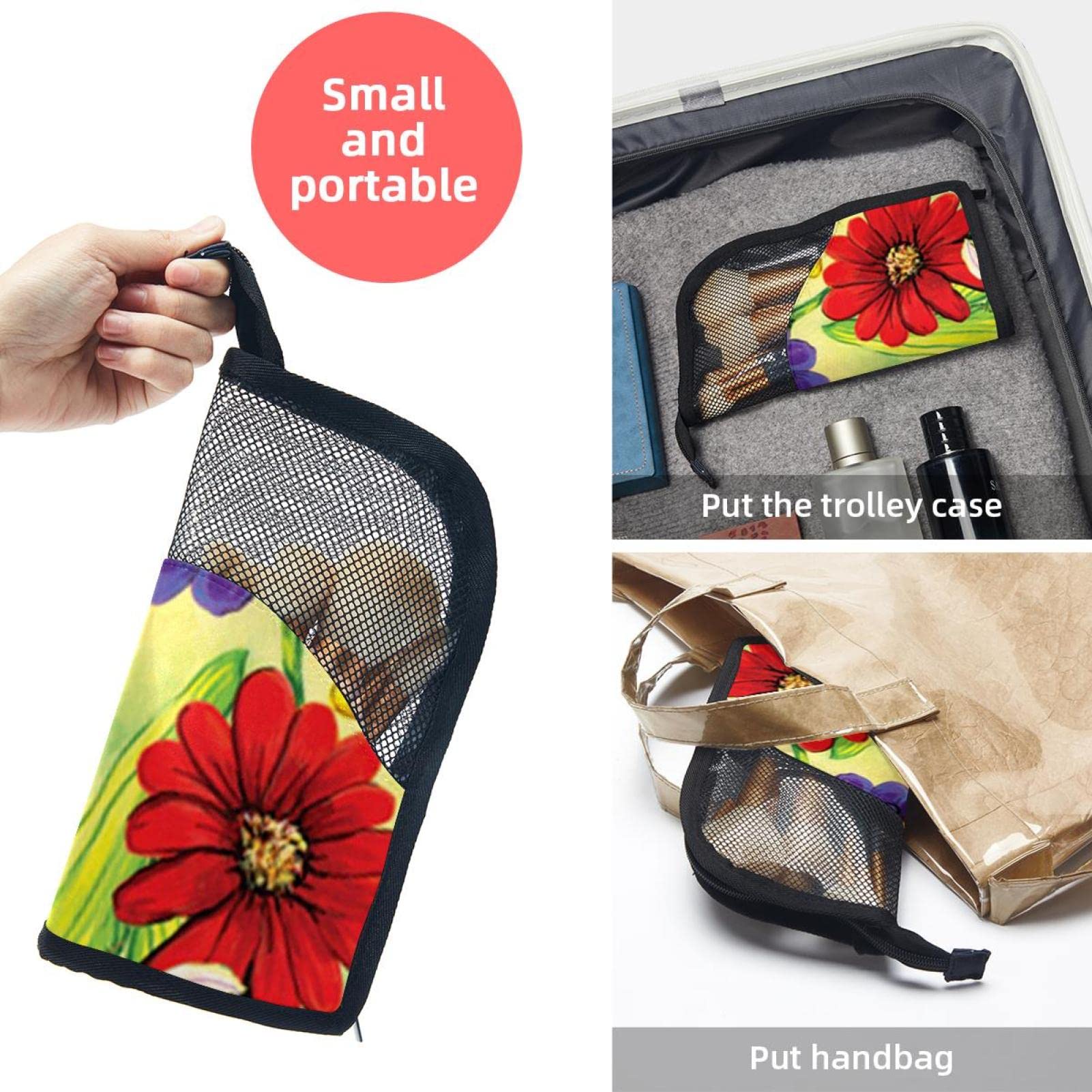 12-Piece Makeup Brush Organizer Bag with Portable Holder Case - Floral Bee Design for Travel & Home Storage | Perfect for Makeup Artists & Beauty Enthusiasts