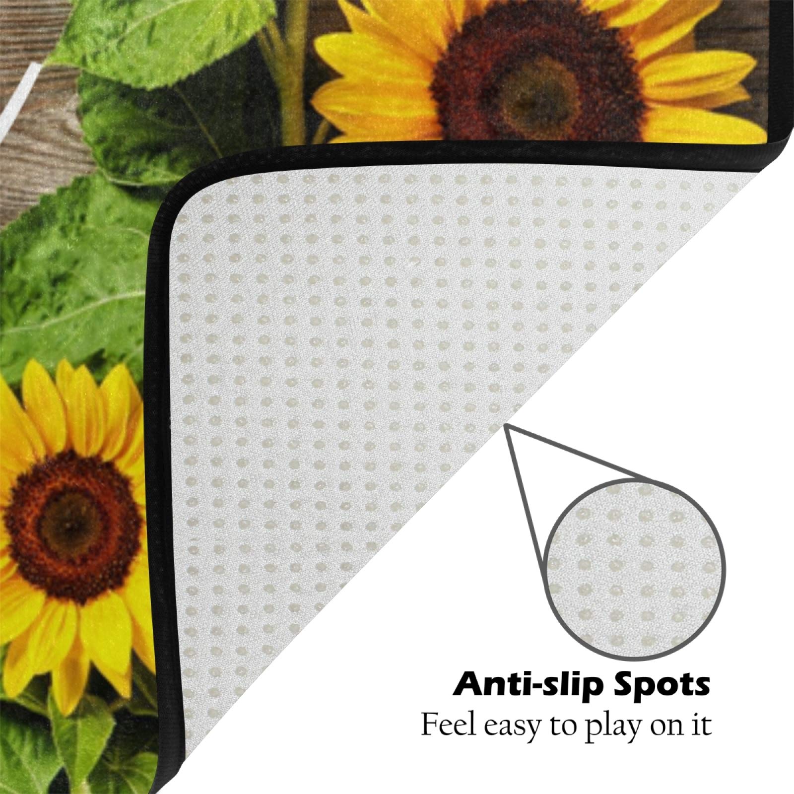 Non-Slip Sunflower Welcome Mat 23x16 Inches - Grateful Blessed Indoor Floor Mat for Entryway, Kitchen & Bathroom - Fall Home Decor Rug for Cozy Autumn Vibes
