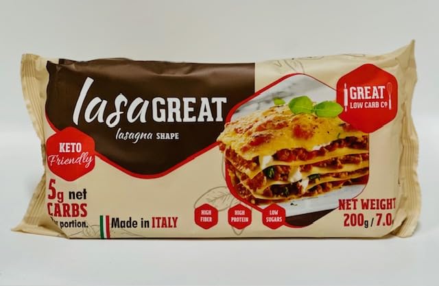 Great Low Carb Company Lasagna Shape Pasta 7 oz - Keto Friendly, Low Carb, High Protein (5g Net Carbs, 19g Protein per Pack) | Perfect for Keto Diet Meal Prep & Italian-Inspired Dishes