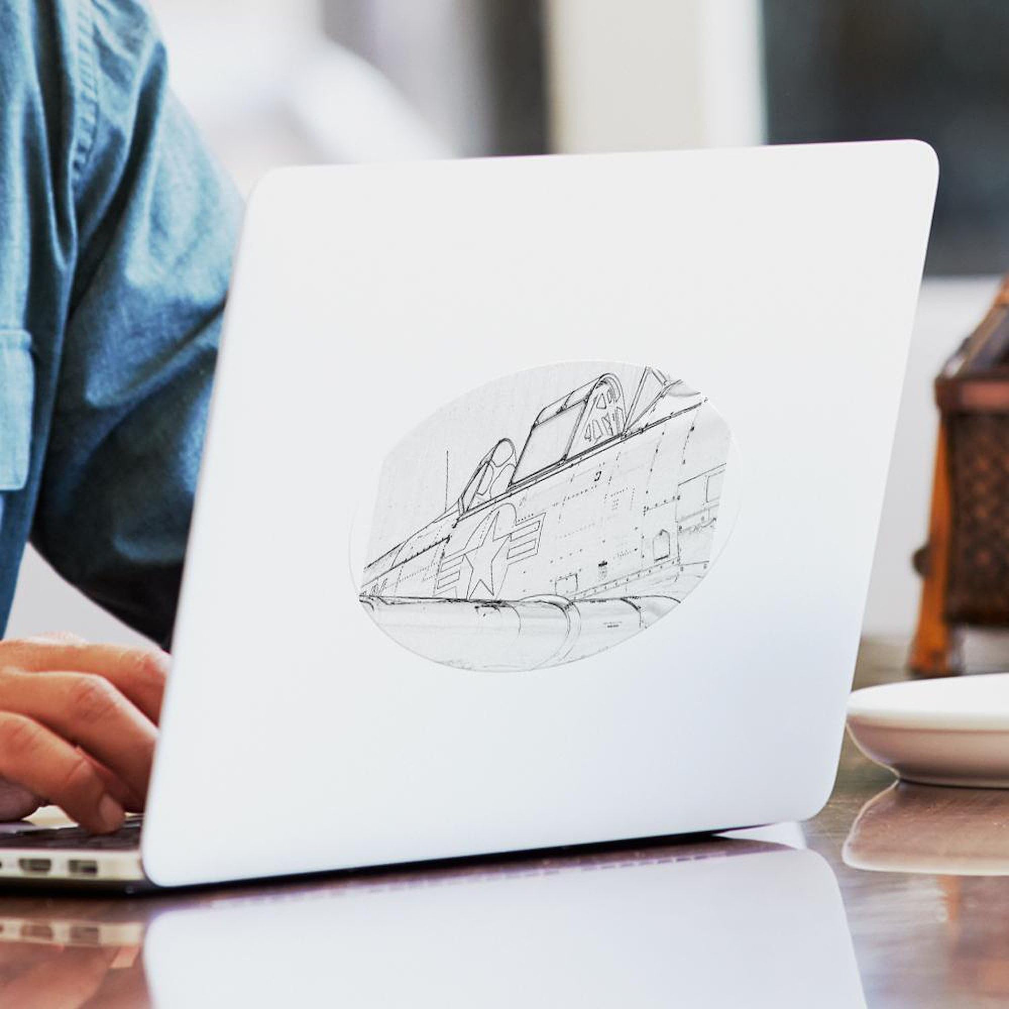 Aviation Sketch Oval Car Bumper Sticker - Unique Car Decoration