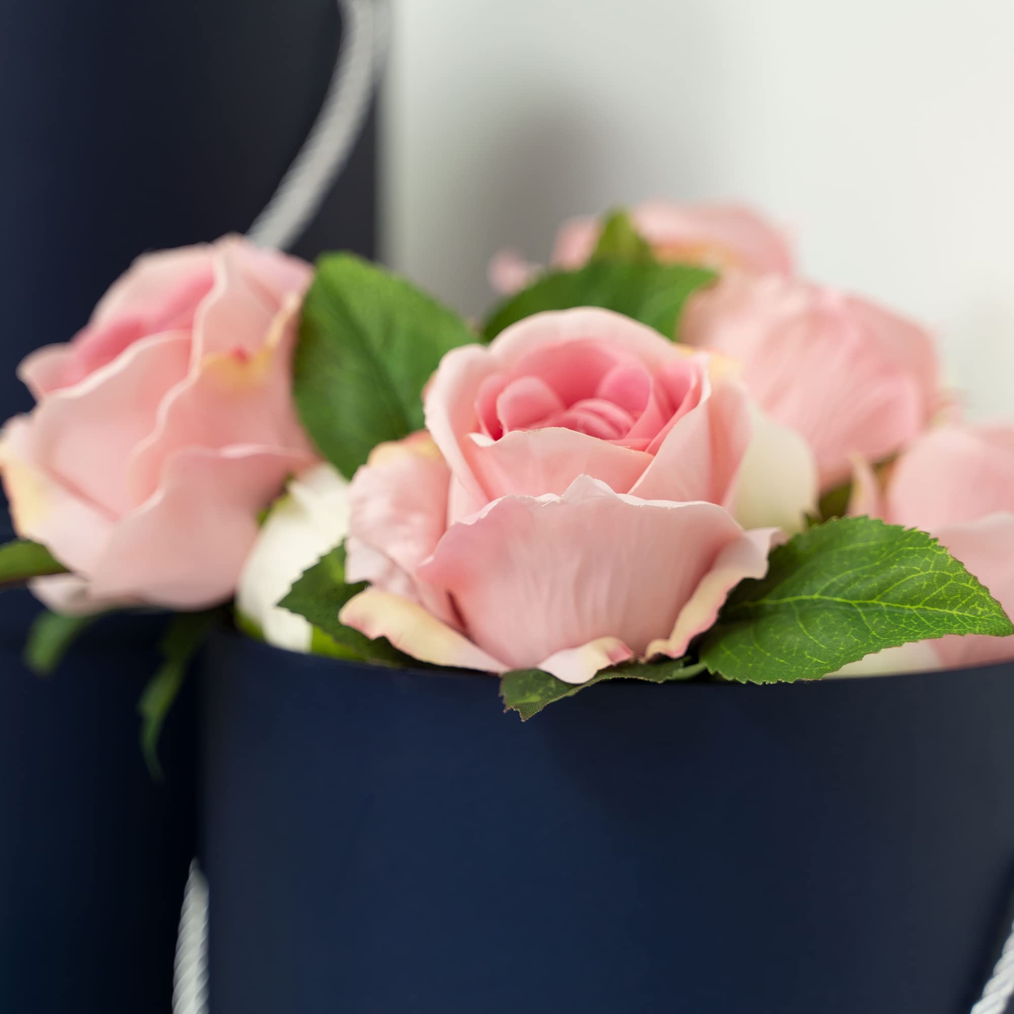 Elegant Round Gift Boxes with Lids - 3pc Navy Flower Box Set for Weddings & Gifts