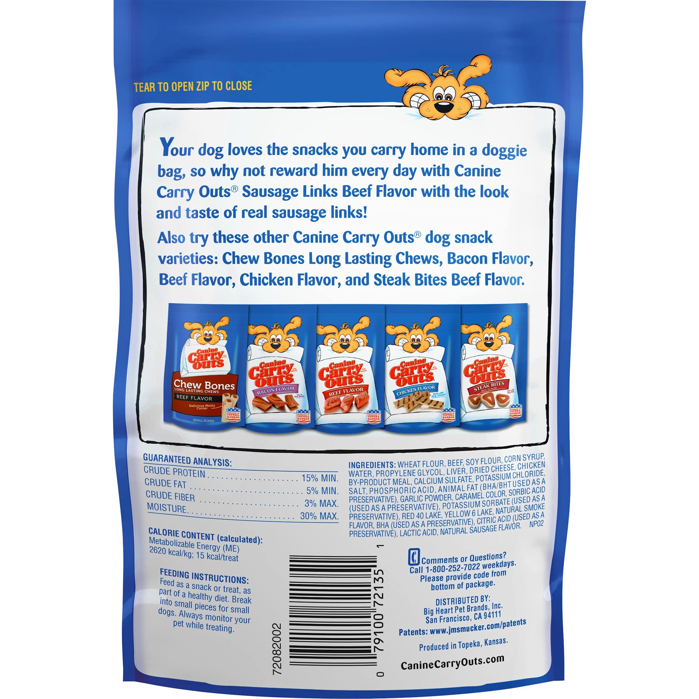 Canine Carry Outs Sausage Links Beef Flavor Dog Treats - 5oz Bag of Natural Protein Snacks for Training & Rewarding Dogs - Perfect for Puppies, Small & Large Breeds