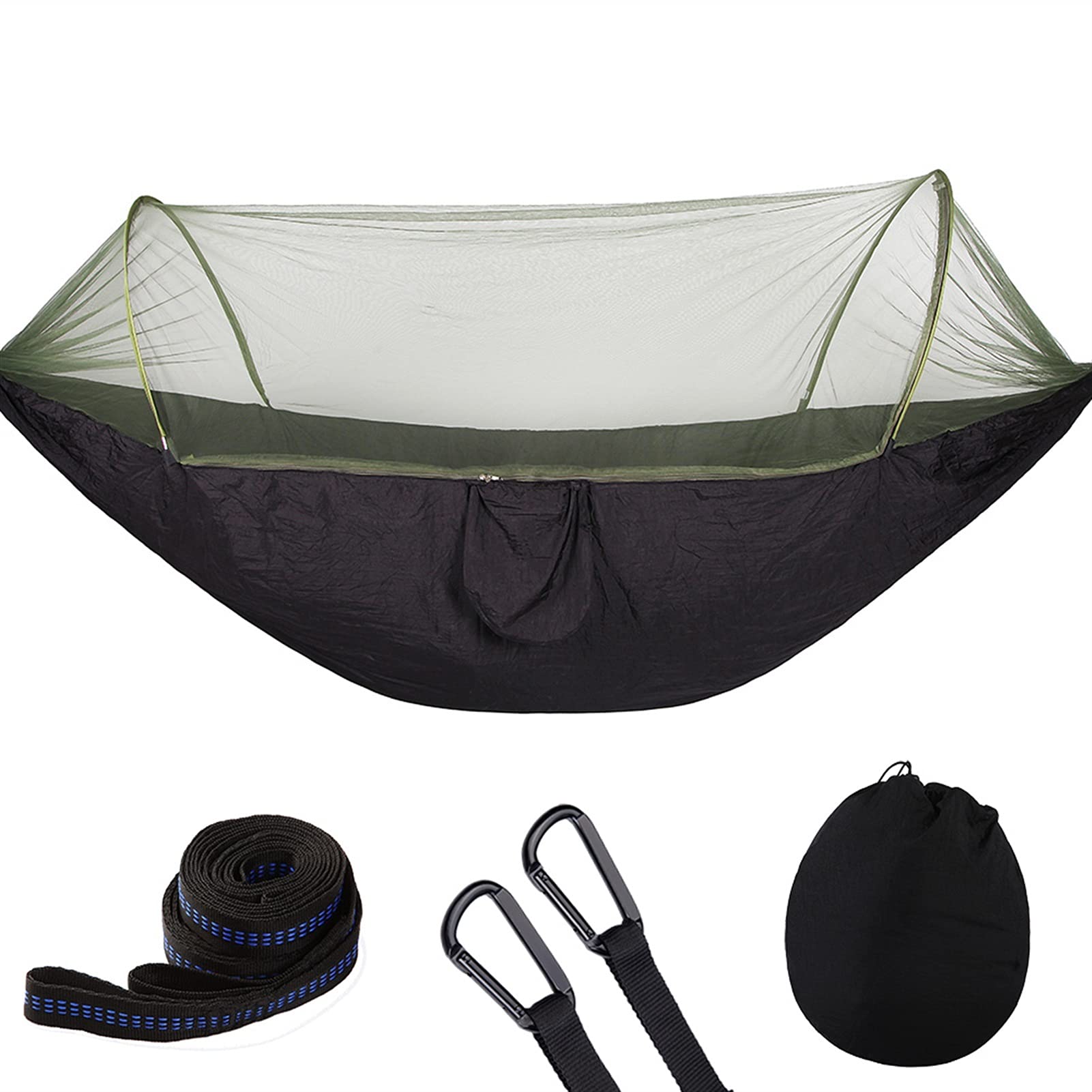 TOMYEUS Portable Camping Hammock with Mosquito Net & Lightweight Pop-Up Design - Outdoor Parachute Hammock for Backpacking, Beach, Garden - Perfect for Camping, Hiking, and Backyard Relaxation (Color: A)
